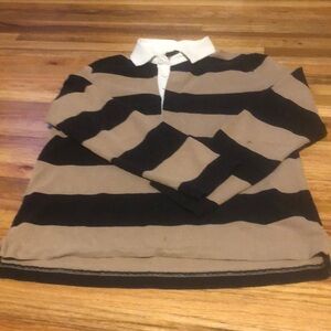 JCrew black and tan long sleeve rugby shirt size medium